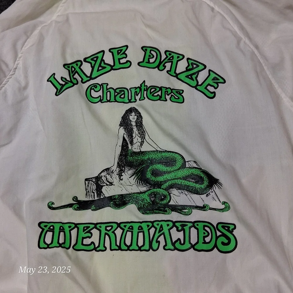 Birdie Richard Leslie Jacket Laze Daze Mermaid Graphic Sz Large‎ 90s Windbreaker